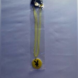 PLAYBOY Yellow Bunny Logo Necklace and Stud Earrings Set